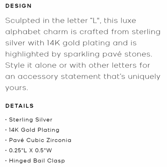 🎉2X HP🎉 Michael Kors "L" initial charm - Picture 5 of 15